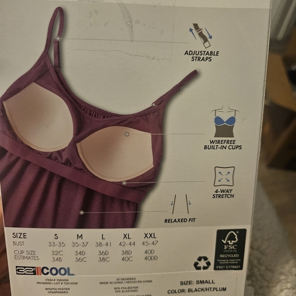 32° COOL 2 PACK BRA TOP CAMI. SIZE SMALL.  NWB. - Picture 2 of 5